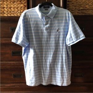 Polo Ralph Lauren light blue striped polo short sleeve knit shirt in L